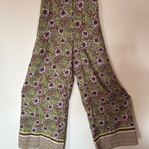 NWT Cupcakes and Cashmere multicoloured floral wide leg pants Size M lounge airy